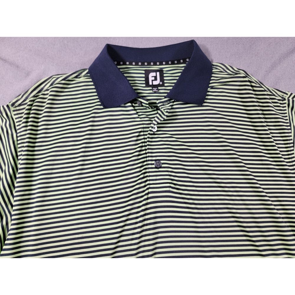 FootJoy FJ Golf Performance Shirt Polo Men's Medium Neon Green Striped S/S